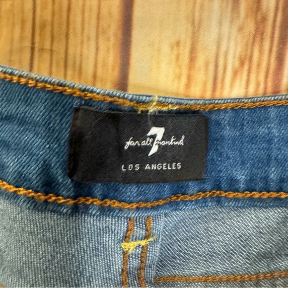 7 For All Mankind Women’s Denim Rolled Cuff Navy Jean Shorts Size 14 - Picture 5 of 7